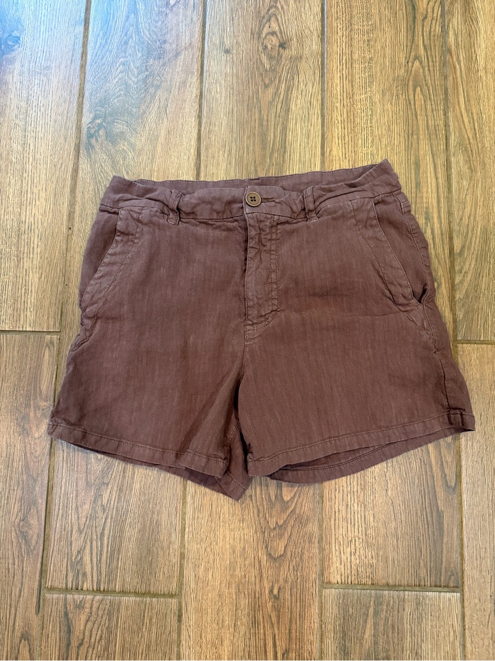 Kut from the Kloth Women’s Brown Linen Shorts Pockets 4” Inseam Size 2